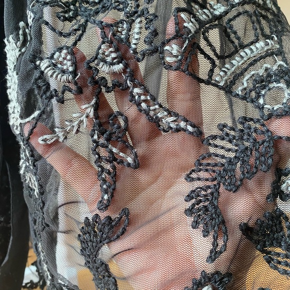 Zara Longline Embroidered Tulle Blouse, sz Small - Picture 10 of 14